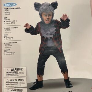 California Costumes Gray Wolf Outfit with Red Plaid Jacket